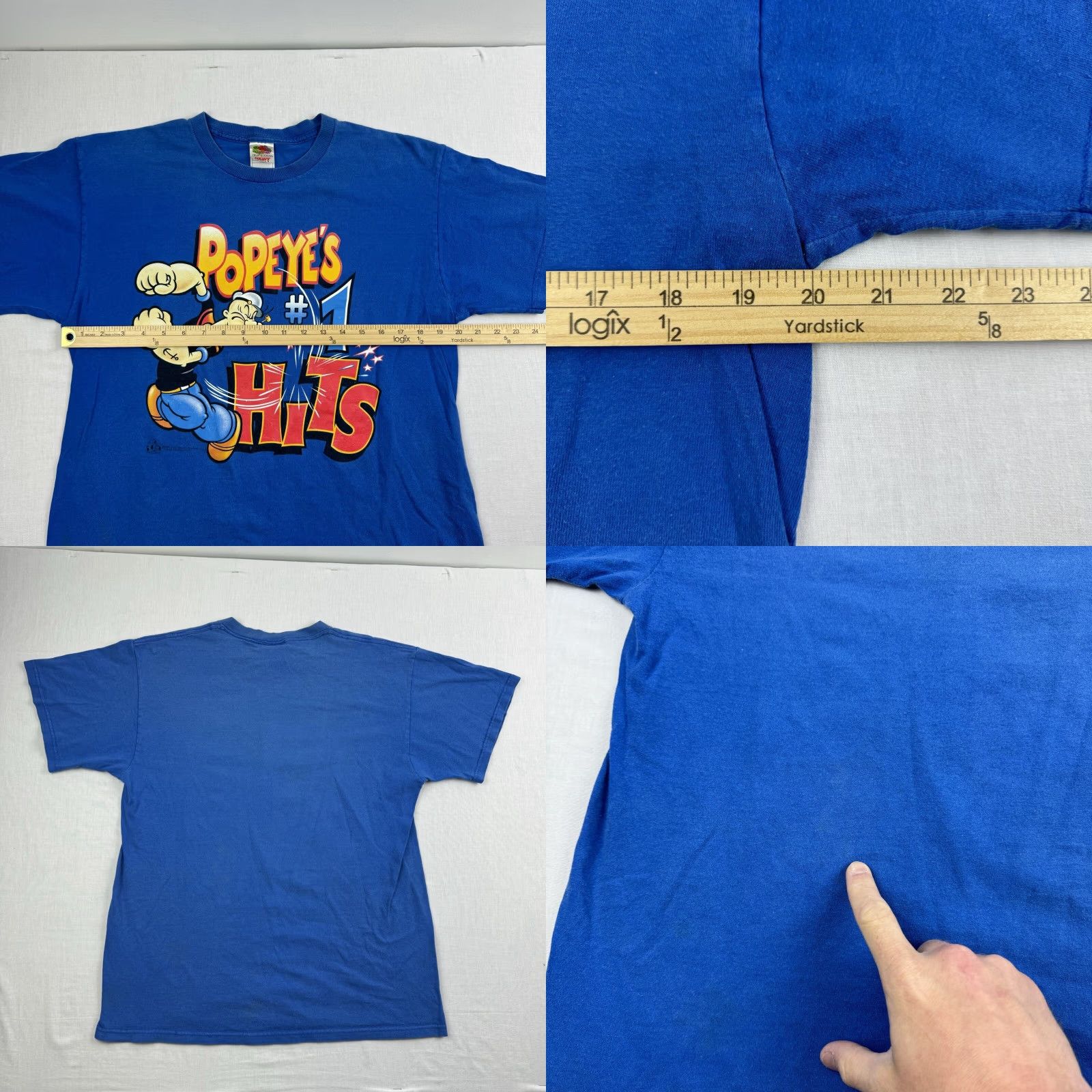Fruit Of The Loom Vintage Popeye Shirt Adult Large Blue Cartoon Y2K Grunge Funny 2000s #1 Hits Nike Size US L / EU 52-54 / 3 - 8 Thumbnail