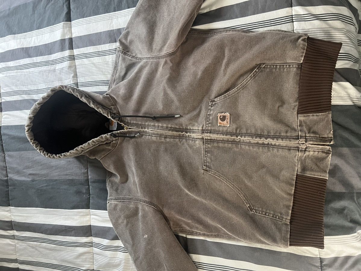 Image of Distressed Carhartt Bomber Jacket in Brown, Men's (Size Small)