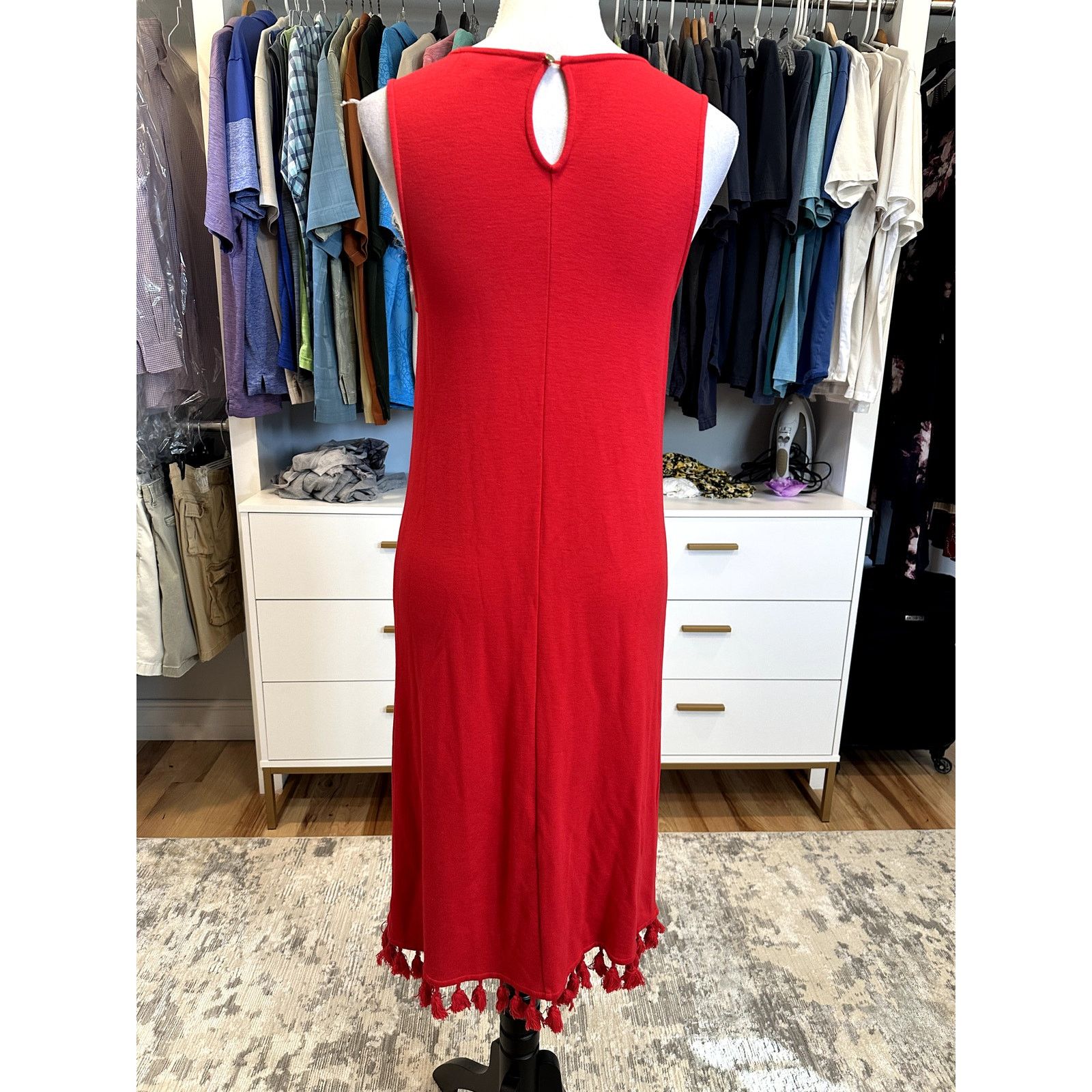 Other Crown & Ivy Women's Red Sleeveless Fringe Hem Midi Dress S Size S / US 4 / IT 40 - 4 Thumbnail