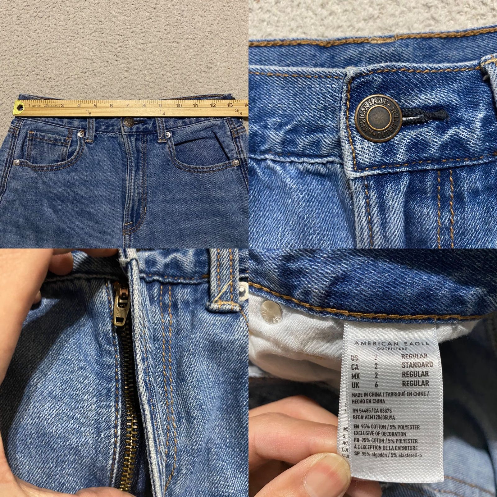 American Eagle Outfitters American Eagle Jeans Womens sz 2 Blue Denim Medium Wash Mom Distressed High Rise Size 26" / US 2 / IT 38 - 8 Thumbnail
