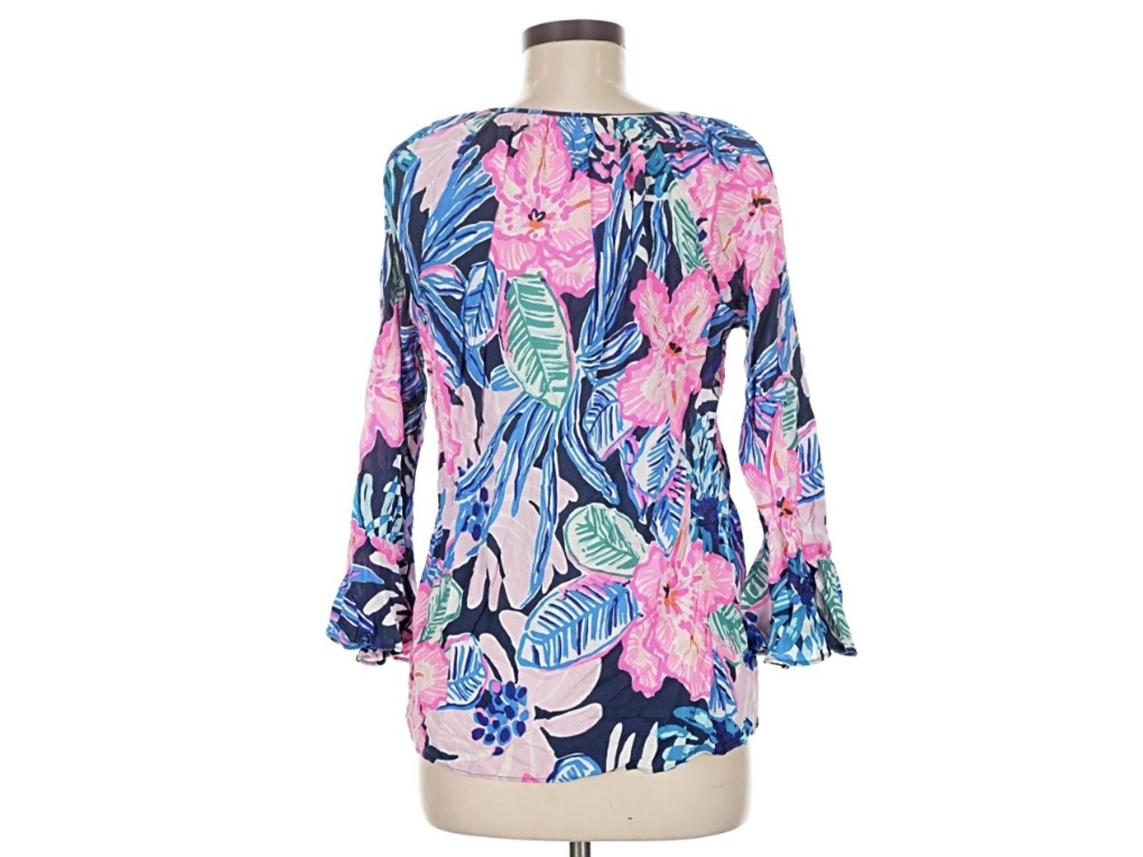 Other Lilly Pulitzer Pink Rayon 3/4 Sleeve Blouse Size M Size M / US 6-8 / IT 42-44 - 3 Thumbnail
