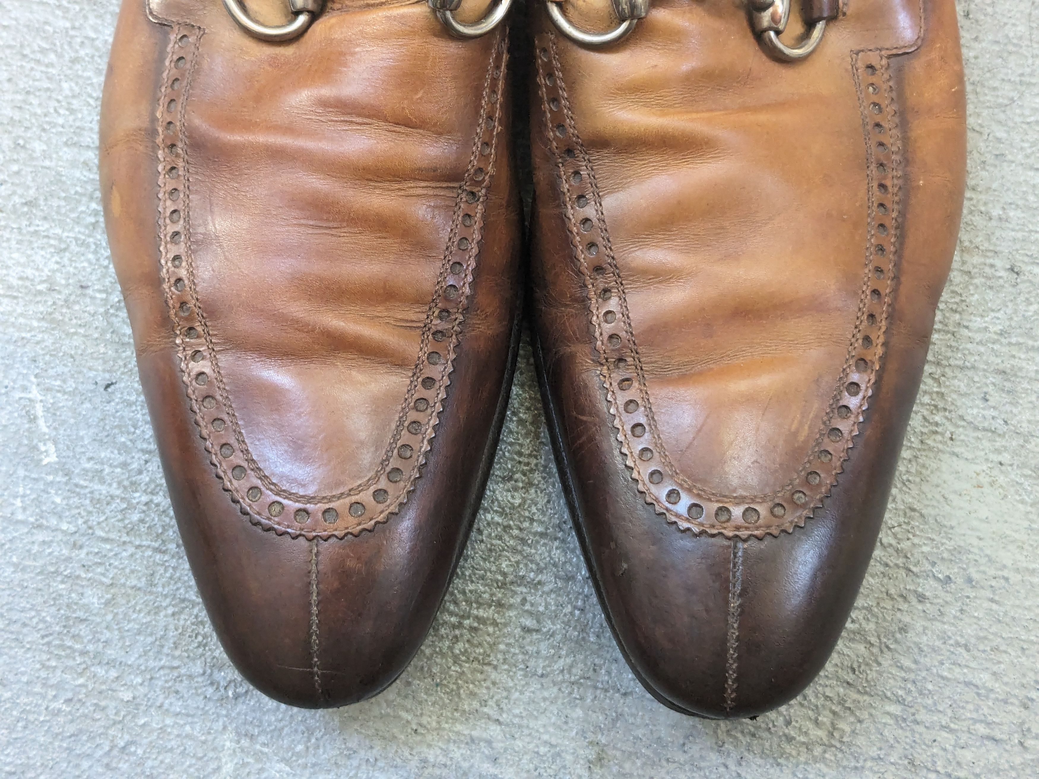 Gucci × Vintage Gucci Loafers Brown 9 Slip Ons Buckle GG Ombre Patina Size US 9 / EU 42 - 3 Thumbnail