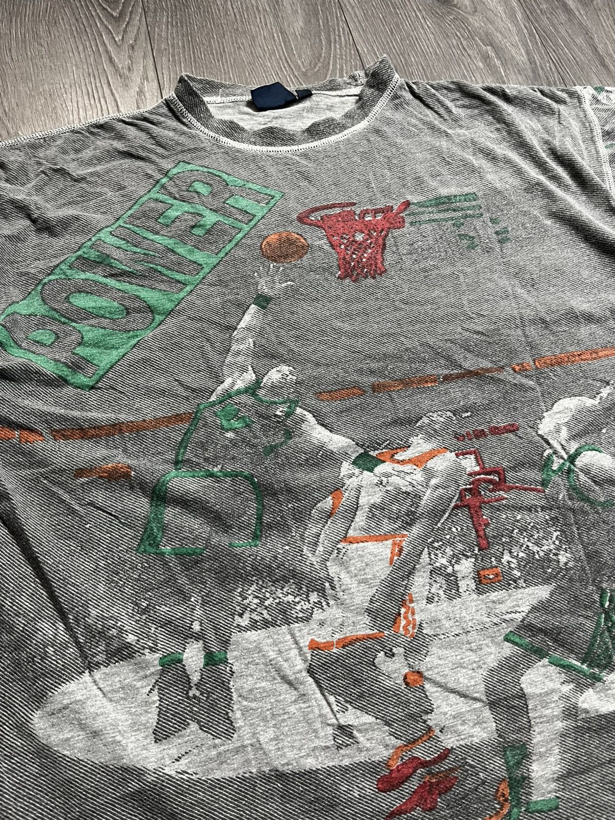 NBA Vintage 90s All Over Print Basketball T-Shirt "Power" Celtic Size US L / EU 52-54 / 3 - 3 Thumbnail