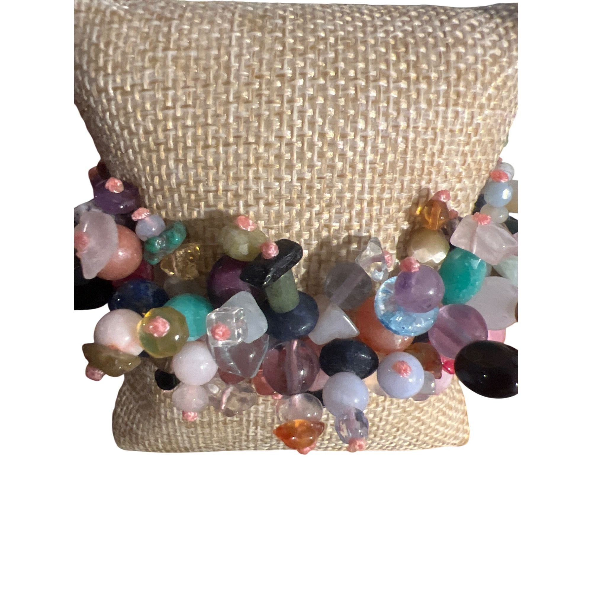 Other Multicolor Beaded Stretch Bracelet Mixed Gemstones Quarts Ja Size ONE SIZE - 4 Thumbnail
