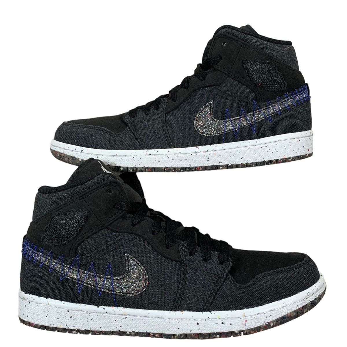 image of Air Jordan 1 Mid Crater Black Racer Blue 2021 Sneakers, Men's (Size 8)
