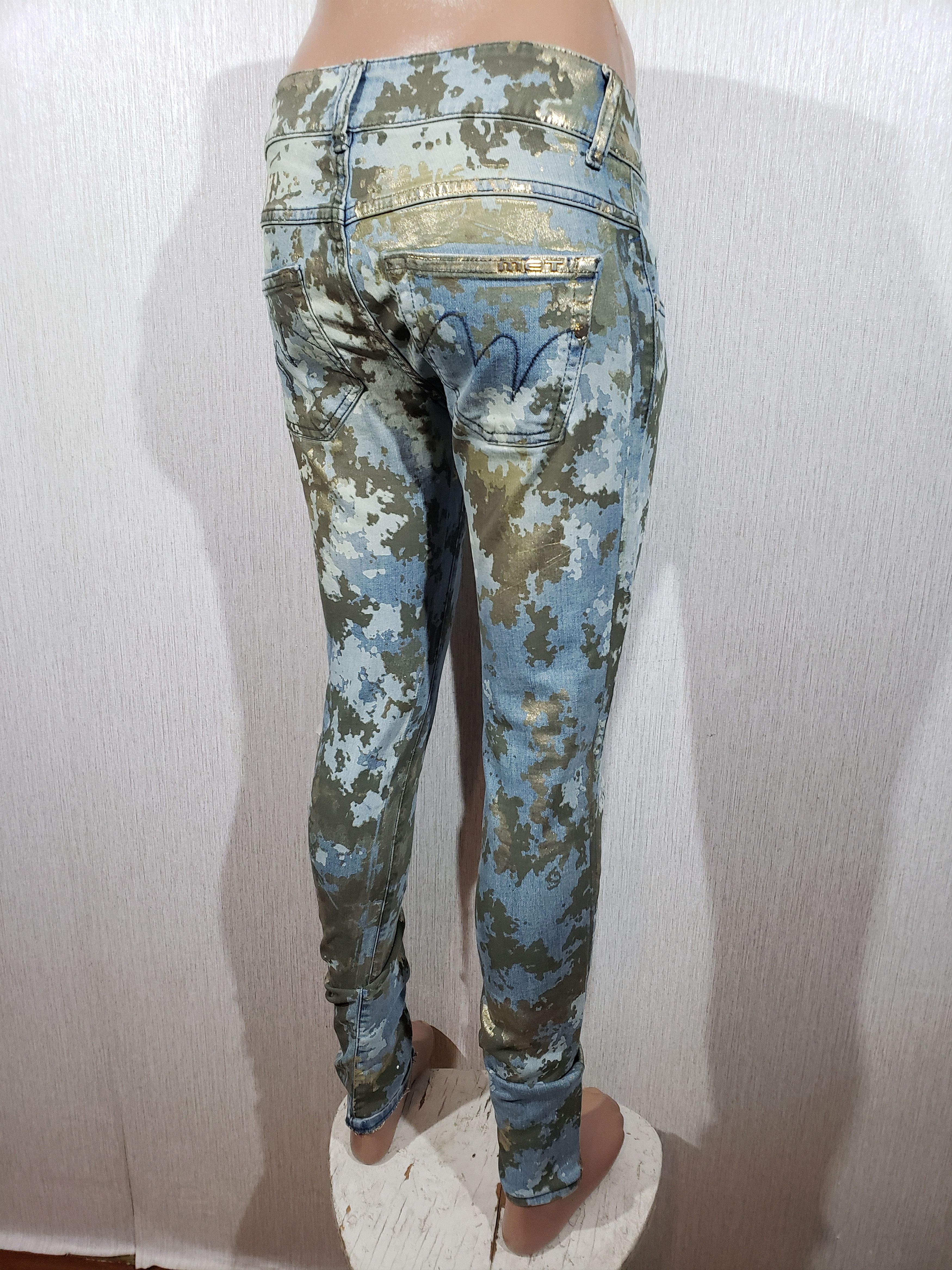 Jean Wonderful women's jeans in blue with camouflage. Size 30" / US 8 / IT 44 - 6 Thumbnail