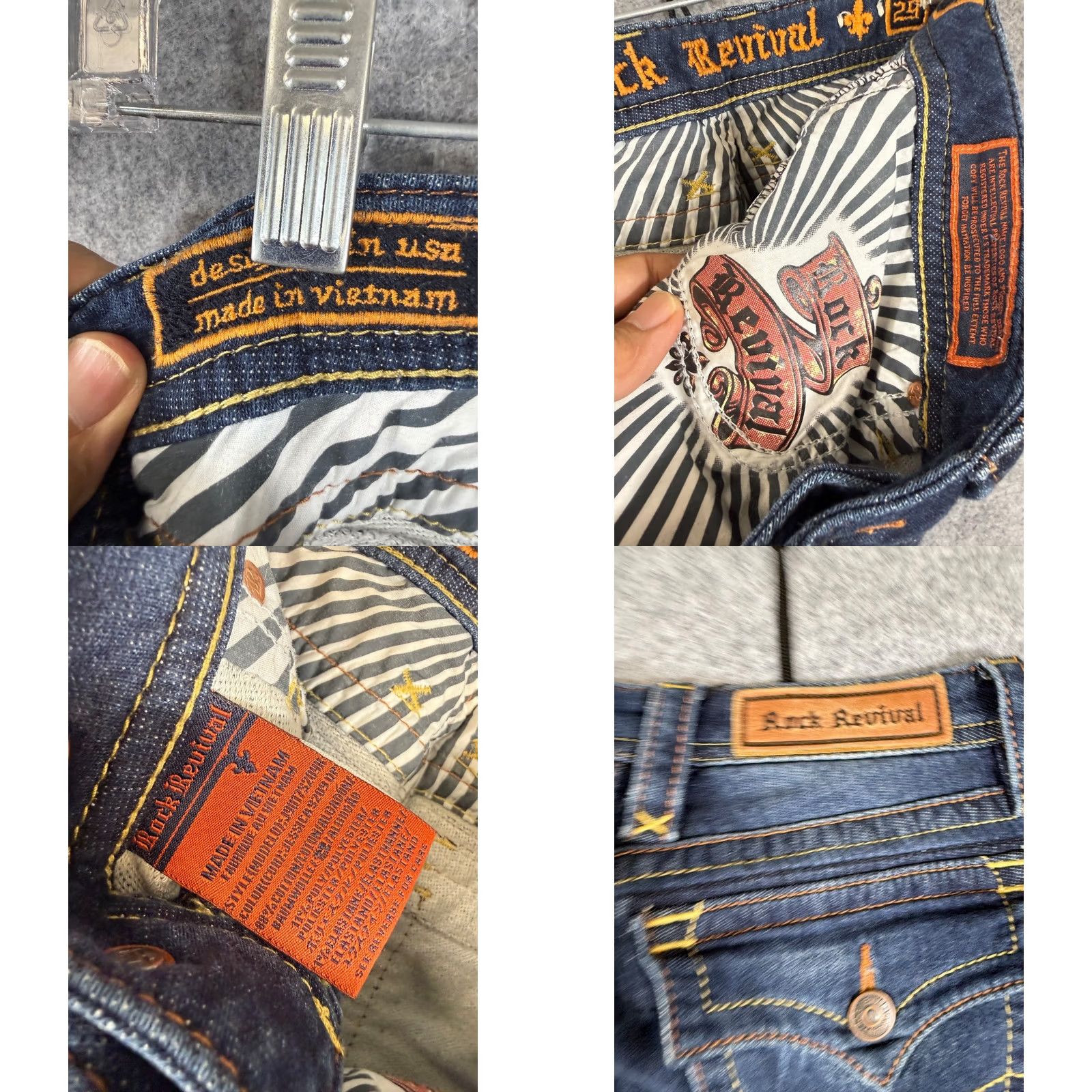 Vintage Rock Revival Jeans Womens 29 Blue Denim Jessica Skinny Stretch Low Rise Whisker Wash Pockets Size 29" - 8 Thumbnail