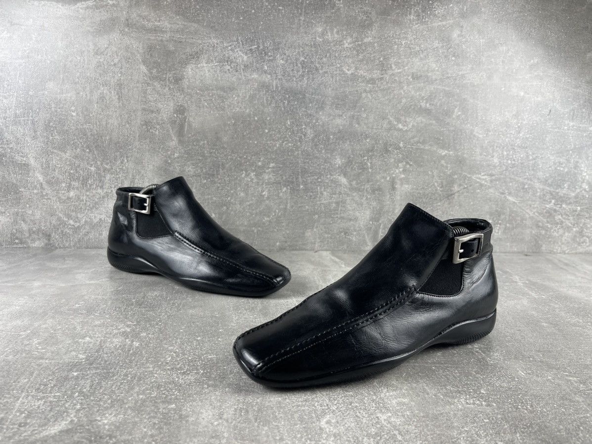 Prada Prada Ankle Leather Boots Black Slip On Buckle Size US 7.5 / IT 37.5 - 4 Thumbnail