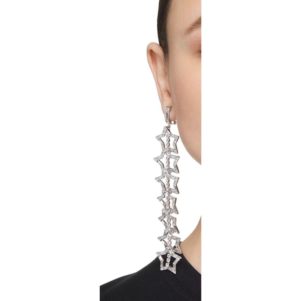 Swarovski Swarovski Stella clip earrings Star, Long, White, Rhodium Size ONE SIZE - 5 Thumbnail