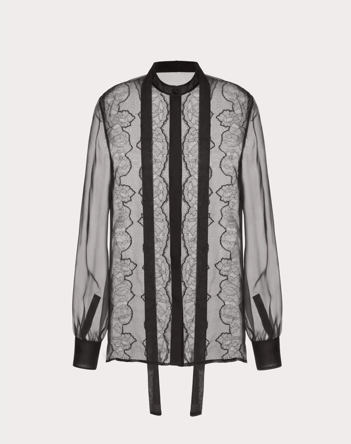Valentino o1s1wg110925 Chiffon Blouse in Black Size S / US 4 / IT 40 - 1 Thumbnail