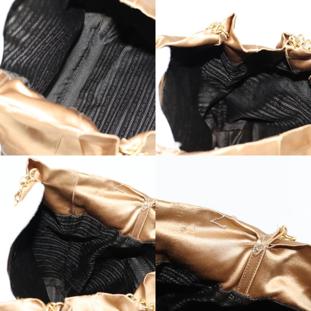 Prada PRADA Chain Tote Bag Satin Gold Size ONE SIZE - 12 Thumbnail