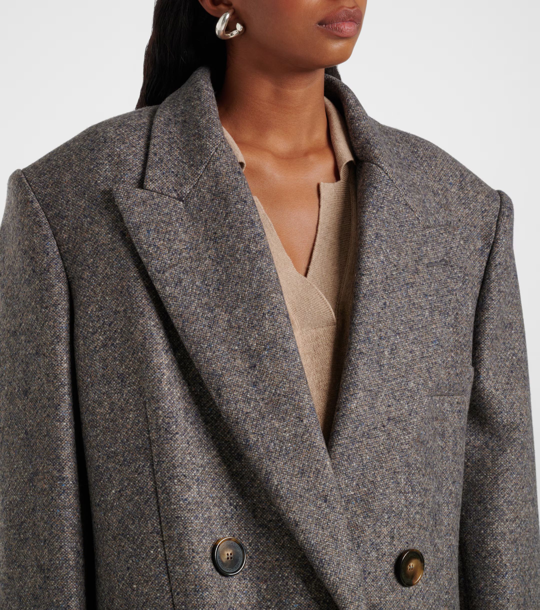 Stella McCartney o1s22i1n1024 Maxi Tweed Coat in Grey Size M / US 6-8 / IT 42-44 - 4 Thumbnail