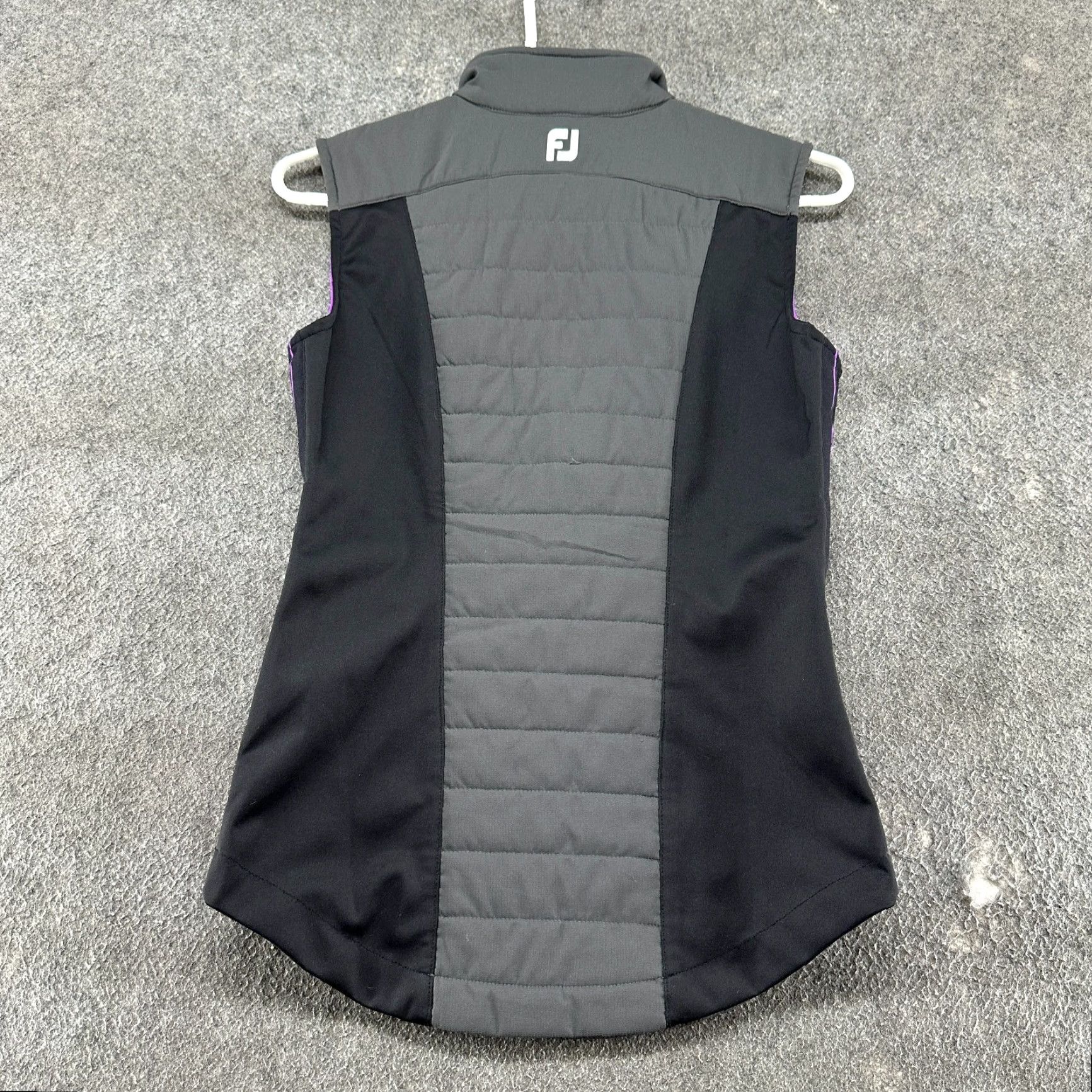 Footjoy FootJoy Vest Womens Small Gray Purple Puffer Quilted Lightweight Polyester Logo Zip Mid-Length Solid Outdoors Classic Insulated Size S / US 4 / IT 40 - 6 Thumbnail