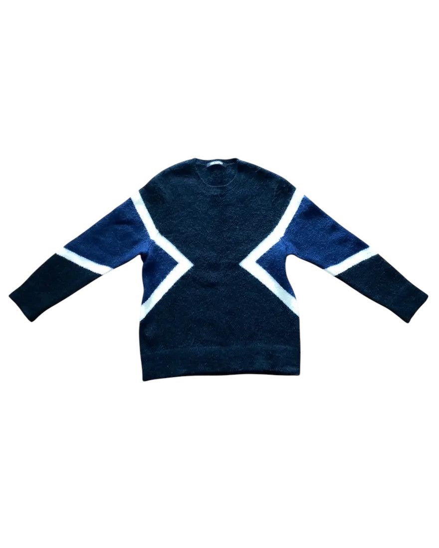 Neil Barrett navy blue wool/mohair blend fuzzy crewneck high quality sweater