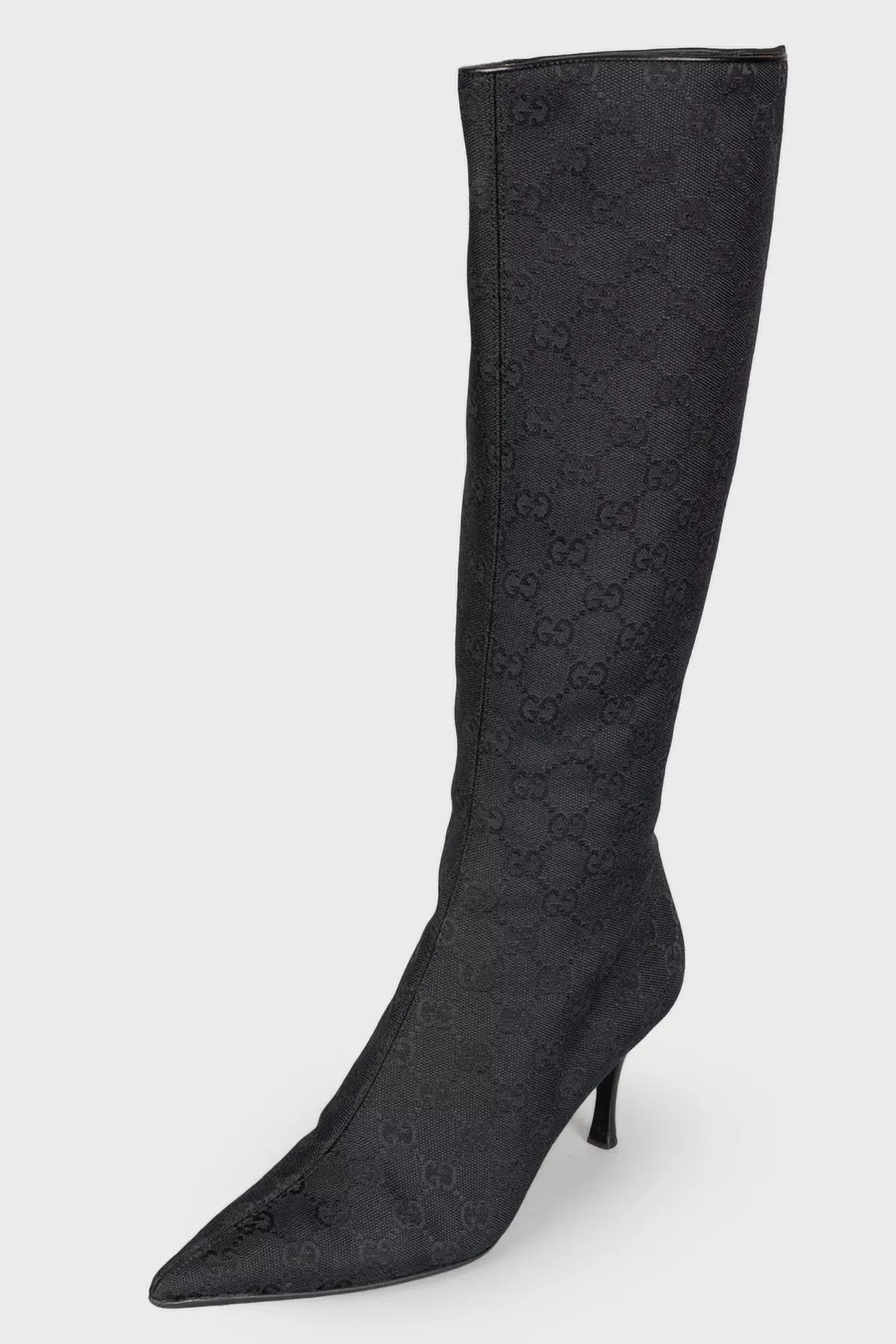 Gucci 🔴 GUCCI Heels Boots Monogram Black Tall GG Zip TOM FORD Size US 6 / IT 36 - 4 Thumbnail