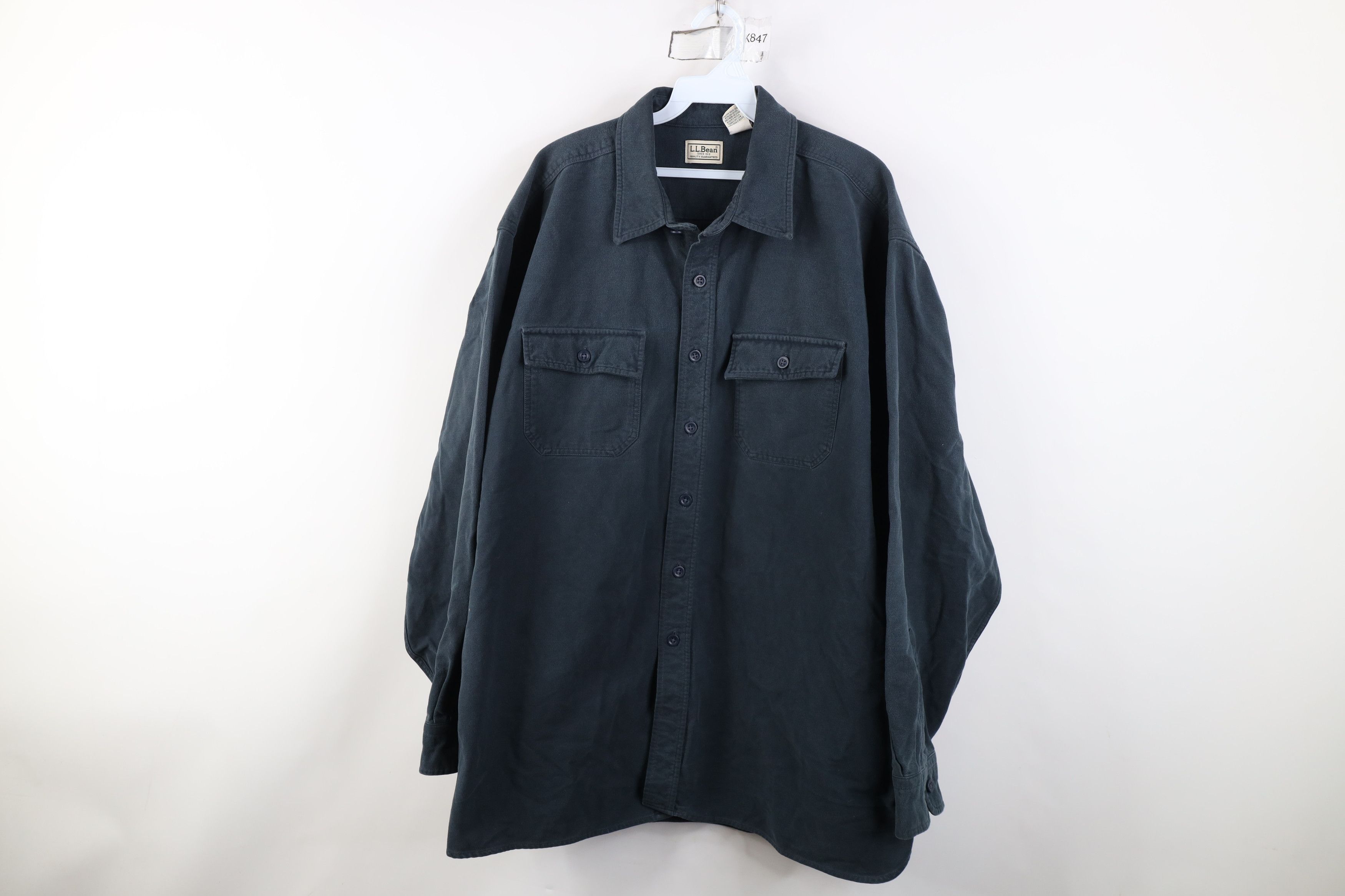 L.L. Bean Vintage 90s LL Bean Cloth Collared Button Shirt Green Size US XXL / EU 58 / 5 - 1 Thumbnail