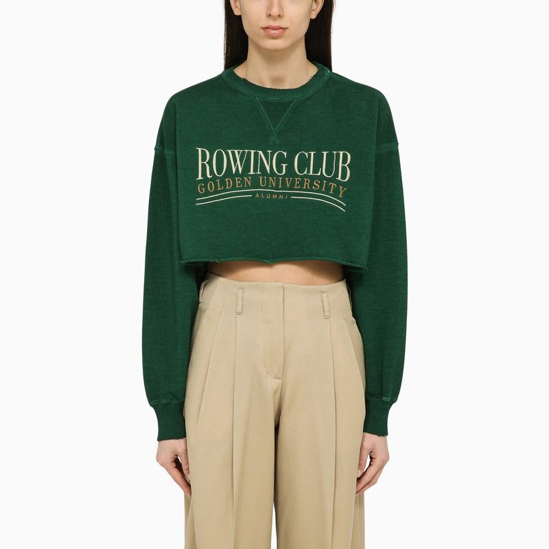 image of Golden Goose Green Cotton Cropped Sweatshirt, Women's (Size Small)