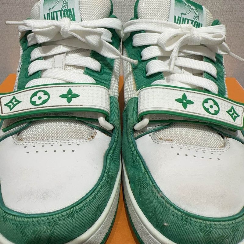 Louis Vuitton Louis Vuitton Trainer Low-Top Sneakers in White and Green - Size US 8 / EU 41 - 2 Thumbnail