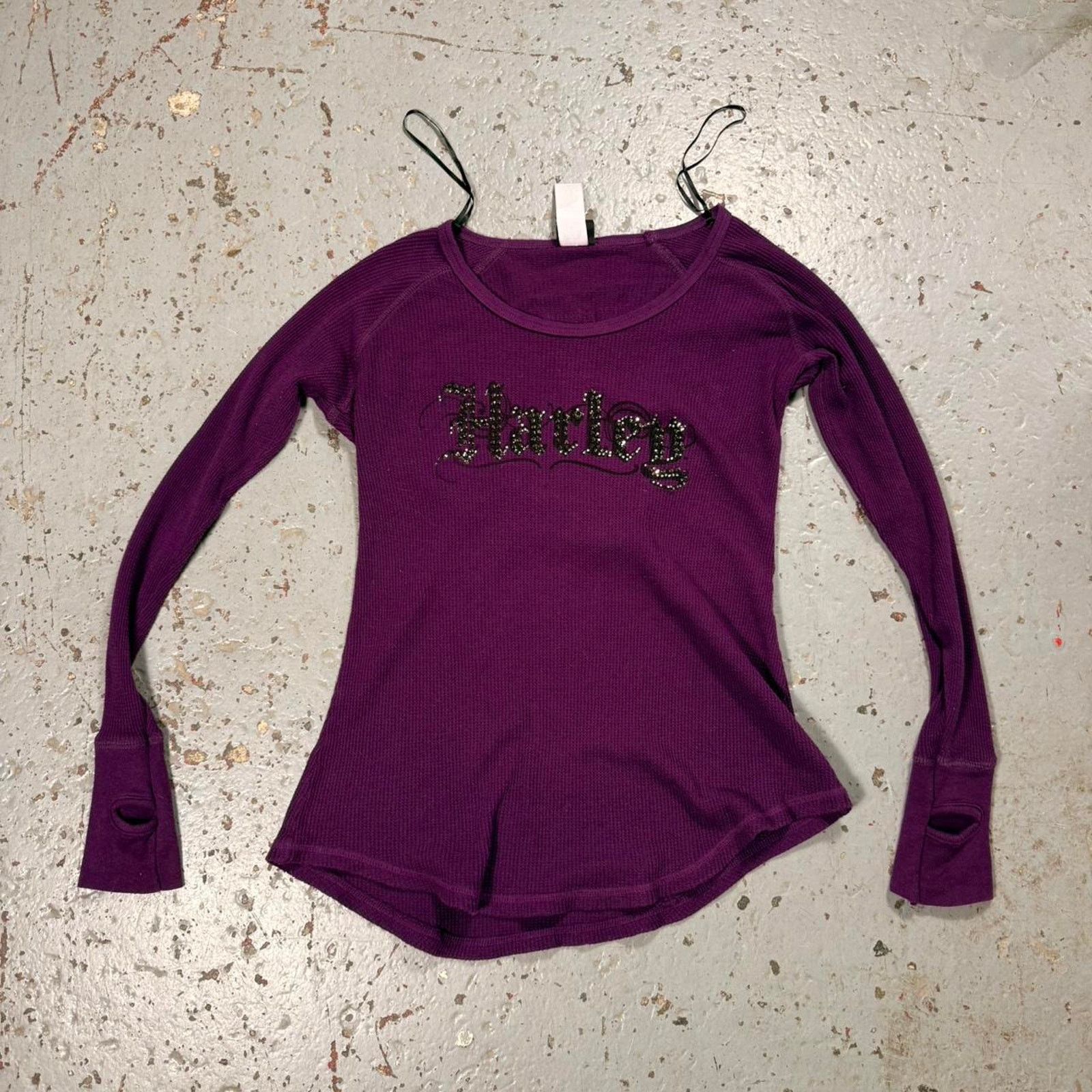 Harley Davidson y2k Vintage harley davidson rhinestone Waffle Longsleeve tee Size M / US 6-8 / IT 42-44 - 1 Thumbnail