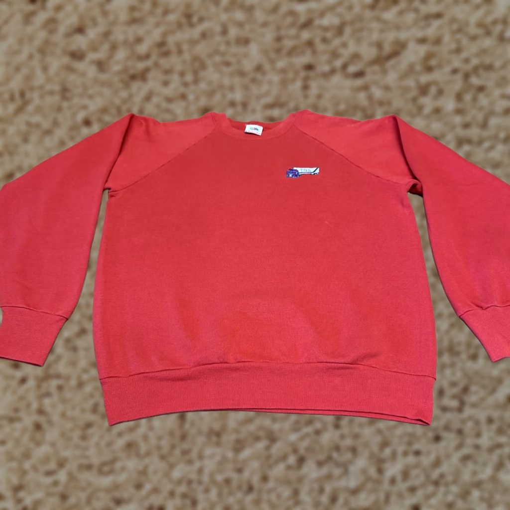Fruit Of The Loom VINTAGE Fruit of the Loom Sweatshirt Mens L Red Embroidered Truck Logo USA Pullover Crewneck Size US L / EU 52-54 / 3 - 1 Thumbnail
