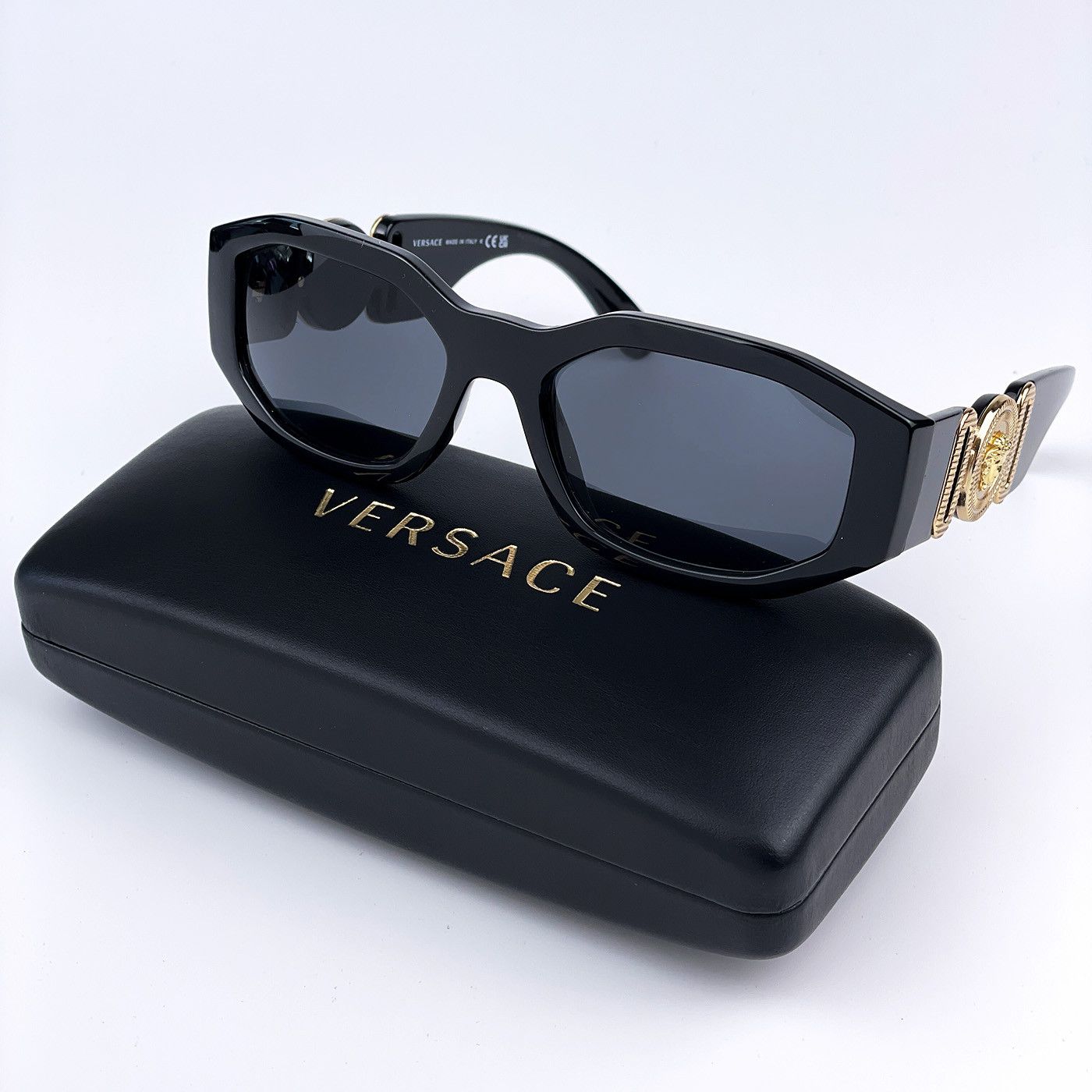 image of New Versace Ve4361 Gb1/87 Medusa Oval Unisex Sunglasses in Black Gray, Men's