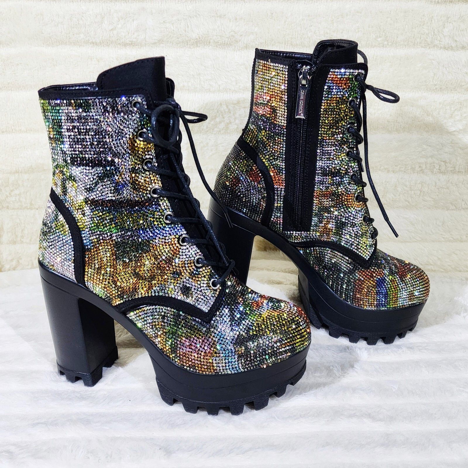 Other News Story Multi Sparkle Rhinestone Lug Sole Chunky High Hee Size US 5 / IT 35 - 1 Thumbnail