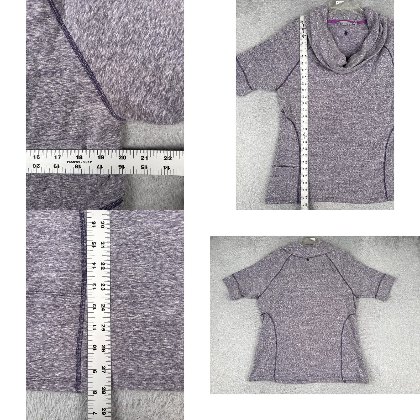Athleta Athleta Womens 2X Purple Cowl Neck Short Sleeve Pullover Hoodie Sweatshirt Top Heather Activewear Pullover Raglan Sleeve Logo Size XXL / US 16-18 / IT 52-54 - 8 Thumbnail