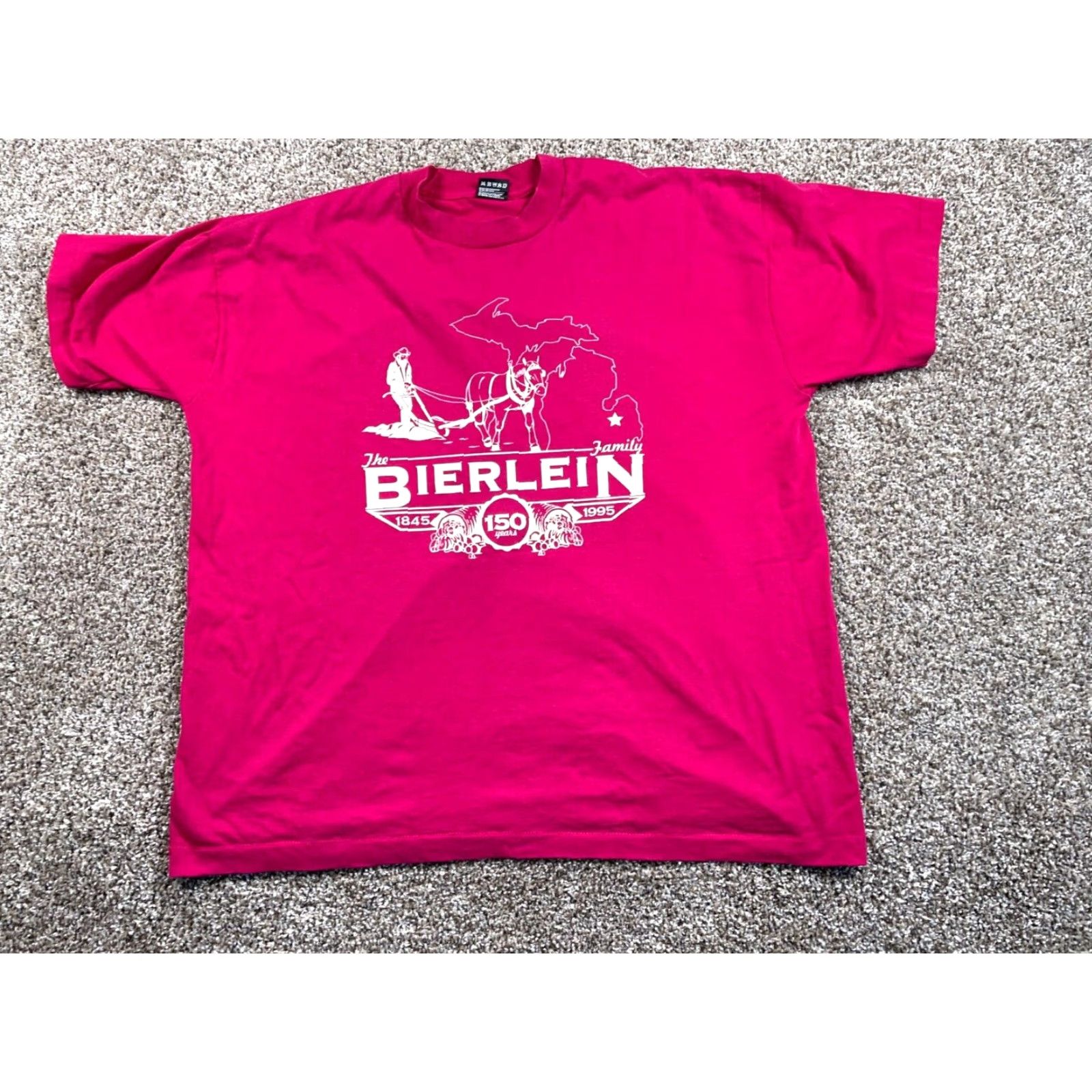 Fruit Of The Loom VINTAGE 1995 Michigan Bierlein Family T-Shirt Adult 2XL Dark Pink Graphic Print Single Stitch Fruit of the Loom 90s Mens Size US XXL / EU 58 / 5 - 2 Thumbnail