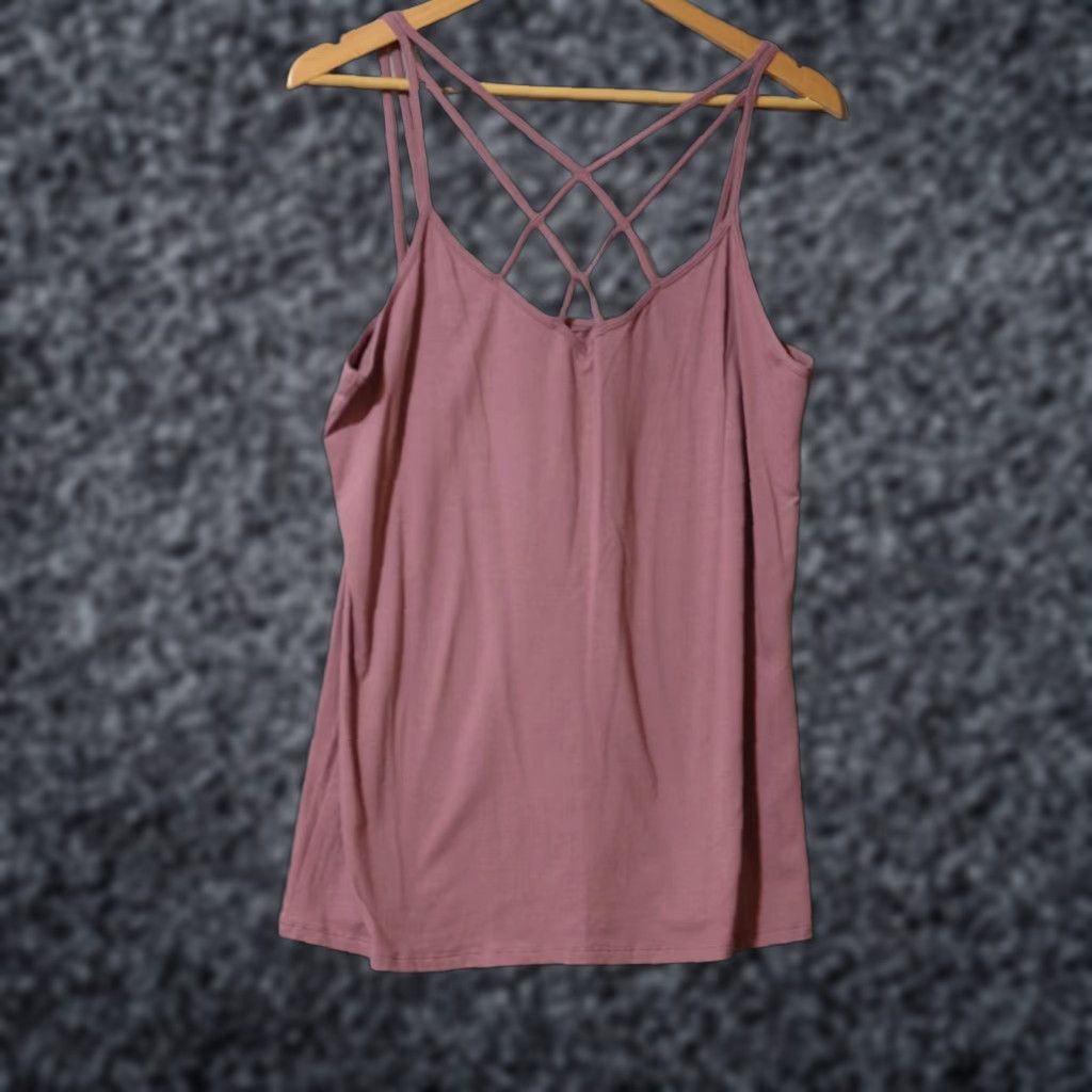 Vintage Maurices Tank Top Spaghetti Straps Cross Neck Old Rose Women's XL Size XL / US 12-14 / IT 48-50 - 1 Thumbnail
