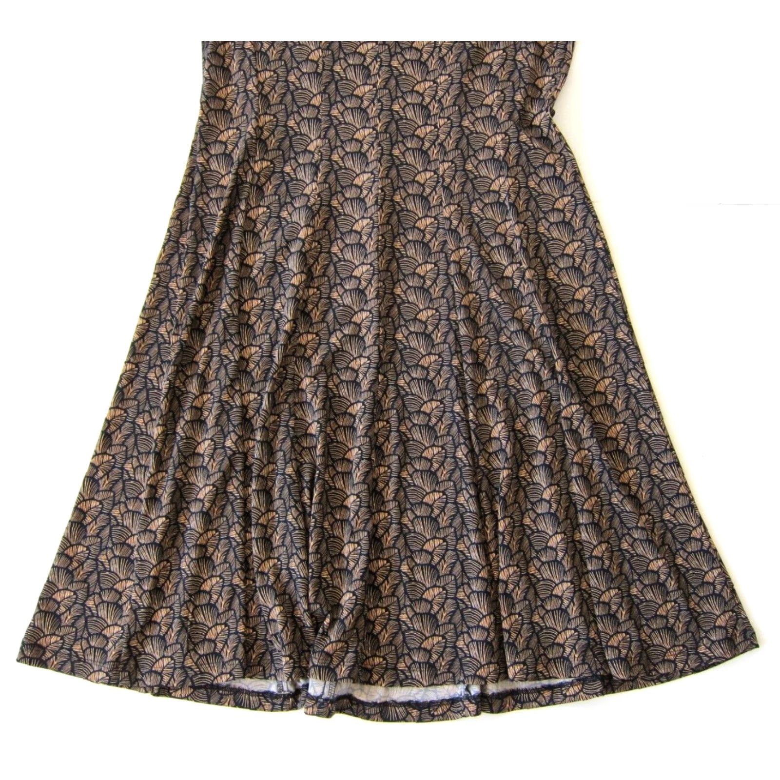 Vintage Connected Apparel Black Brown Floral Stretch Cap Sleeve A-Line Dress Size 10 Size L / US 10 / IT 46 - 5 Thumbnail