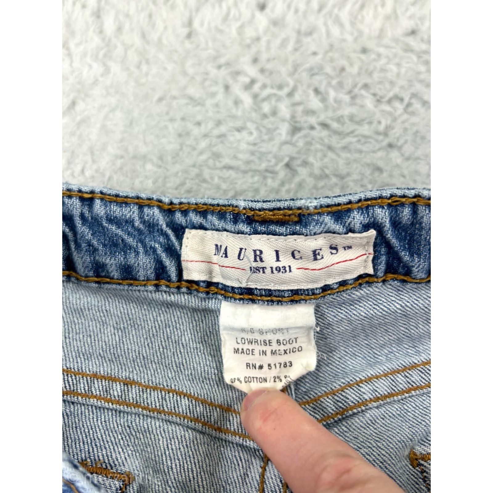 Vintage Maurices Jeans Women 6 Blue Denim Bootcut Mid Rise Cotton 5-Pocket Design Inseam 28 in Regular Stretch Wool? No. Size 28" / US 6 / IT 42 - 3 Thumbnail