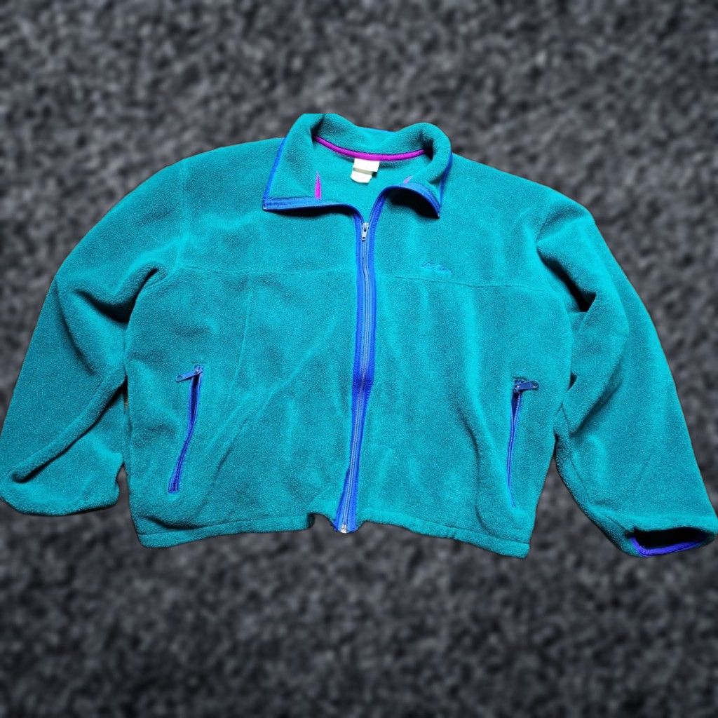 Vintage VINTAGE L.L. Bean Womens XL Green Aqua Logo Fleece Jacket Size L / US 10 / IT 46 - 1 Thumbnail