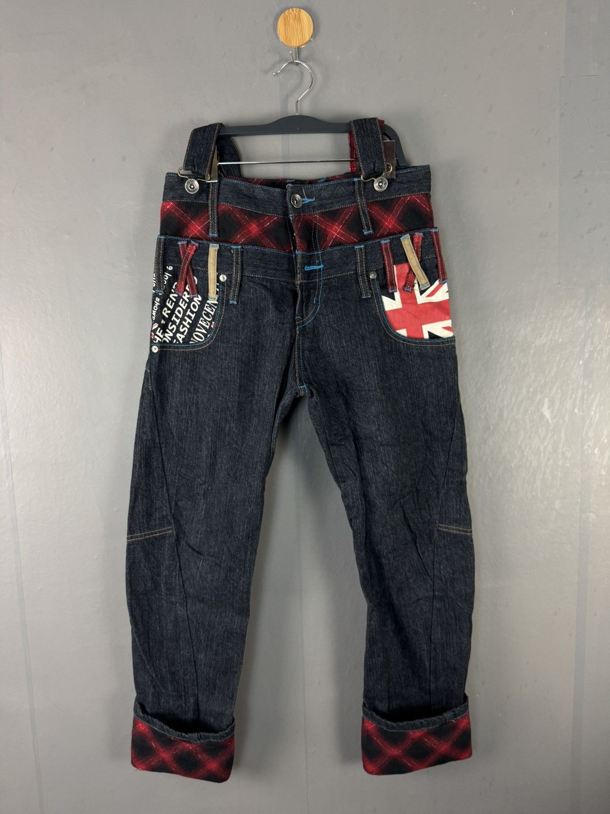 Japanese Brand JAPANESE DESIGN DOUBLE WAIST CURVED PUNK STYLE DENIM JEANS Size US 29 - 12 Thumbnail