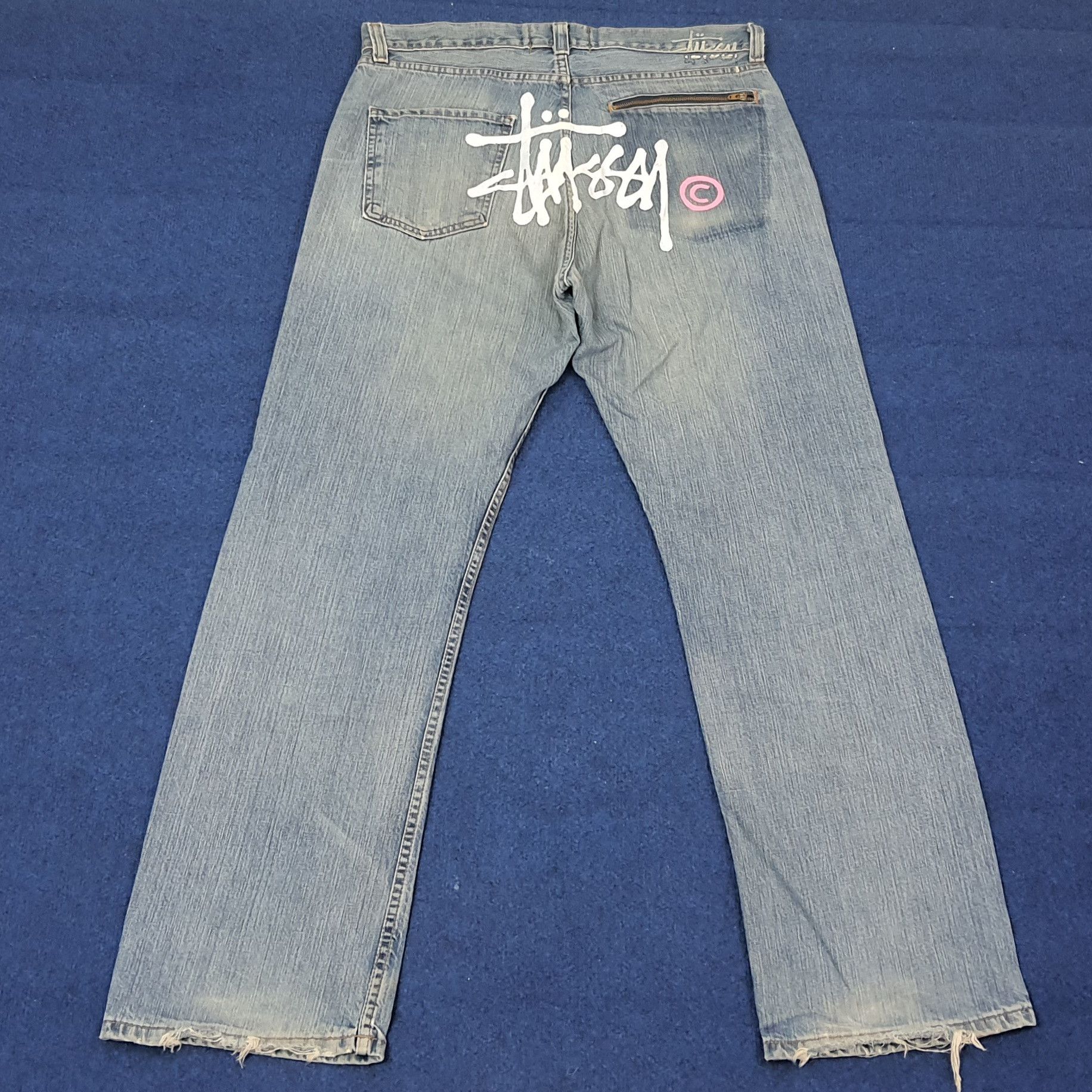 Stussy Vintage Stussy Authentic Workgear Custom Logo Jeans C228N11 Size US 35 - 1 Thumbnail