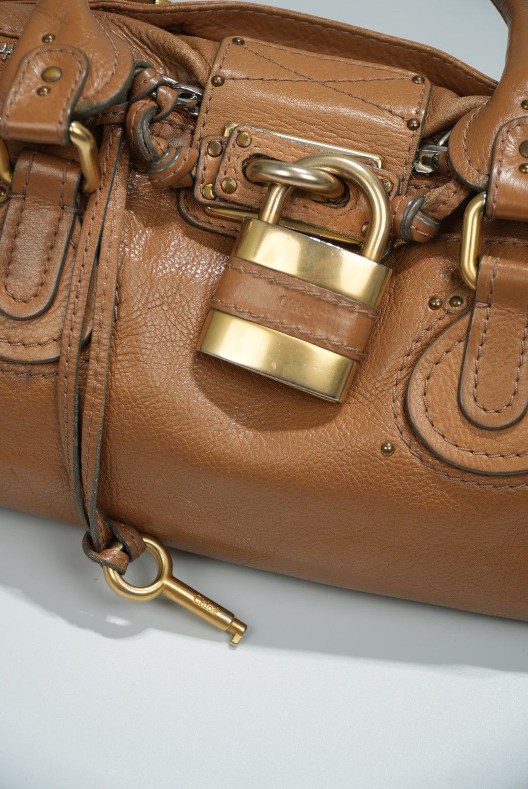 Chloe Chloe Paddington Shoulder Bag Leather Brown Gold Size ONE SIZE - 9 Thumbnail