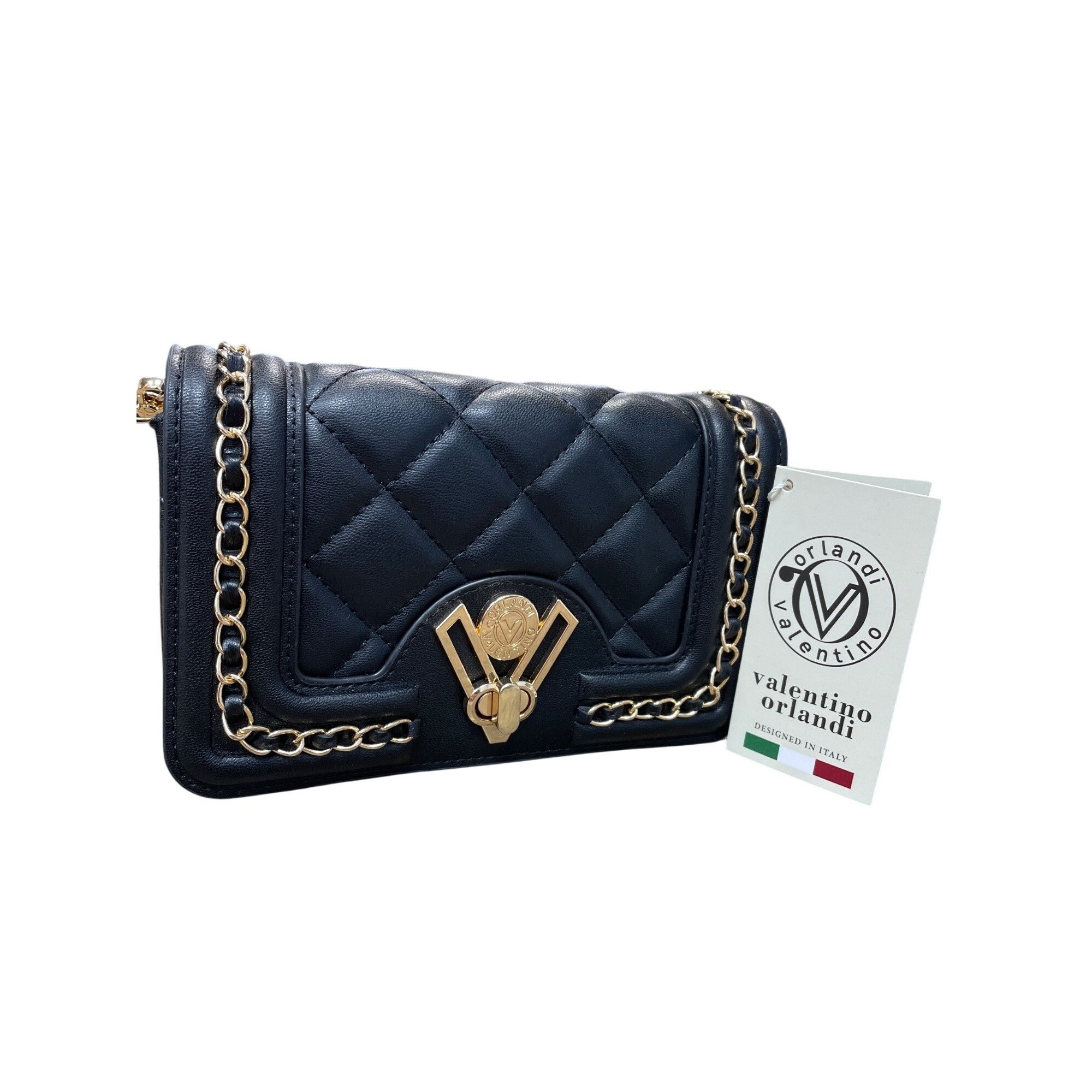 Valentino Orlandi Valentino Orlandi NWT womans Black gold quilted crossbody le Size ONE SIZE - 16 Thumbnail