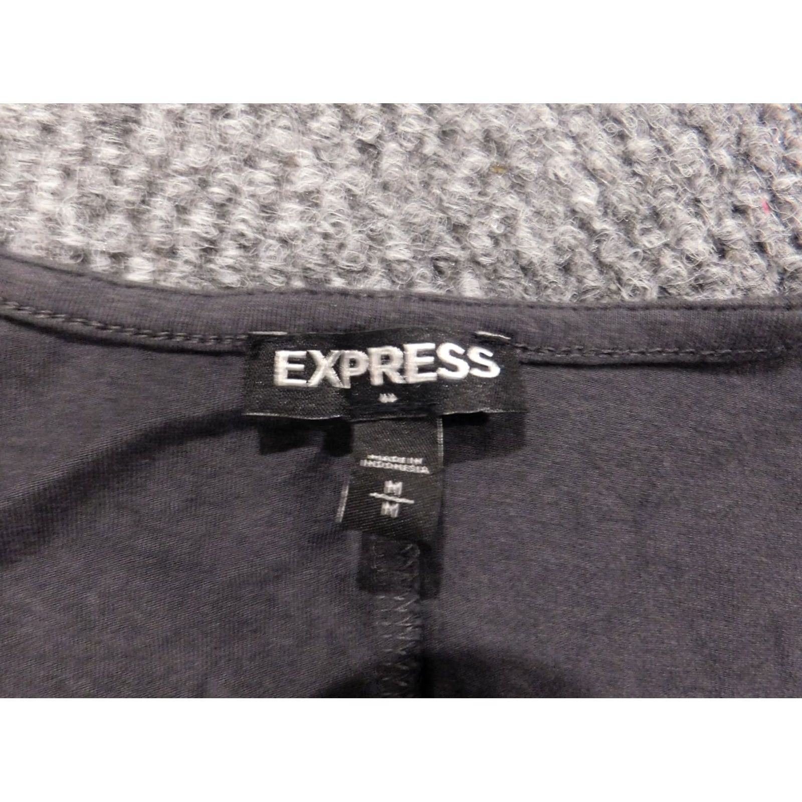 Express Express Dress Womens Gray Medium A-Line Knit Stretch Mock Neck Long Sleeve Casual Cap Sleeve Fringe Short Vintage: No Size M / US 6-8 / IT 42-44 - 4 Thumbnail