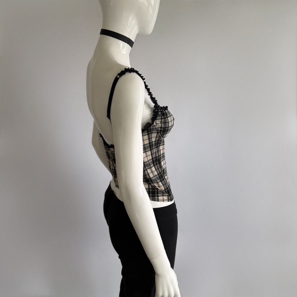 Blumarine Archival Vntg 00s Blugirl Blumarine Plaid Lace Bustier Top Size S / US 4 / IT 40 - 5 Thumbnail