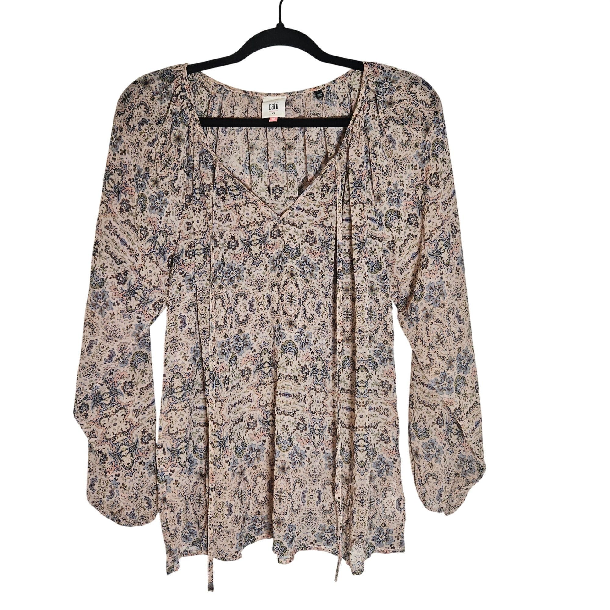 Other Cabi Blouse XS – Boho Floral Tie Neck, Light Academia, Clean Size XS / US 0-2 / IT 36-38 - 2 Thumbnail