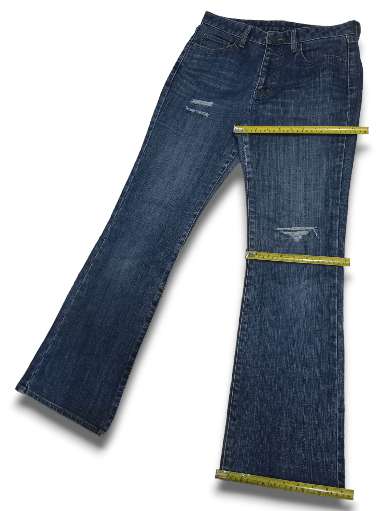 Japanese Brand × Uniqlo Vintage Japanese Uniqlo Blue Wash Distressed Flare Jeans Size US 28 / EU 44 - 10 Thumbnail