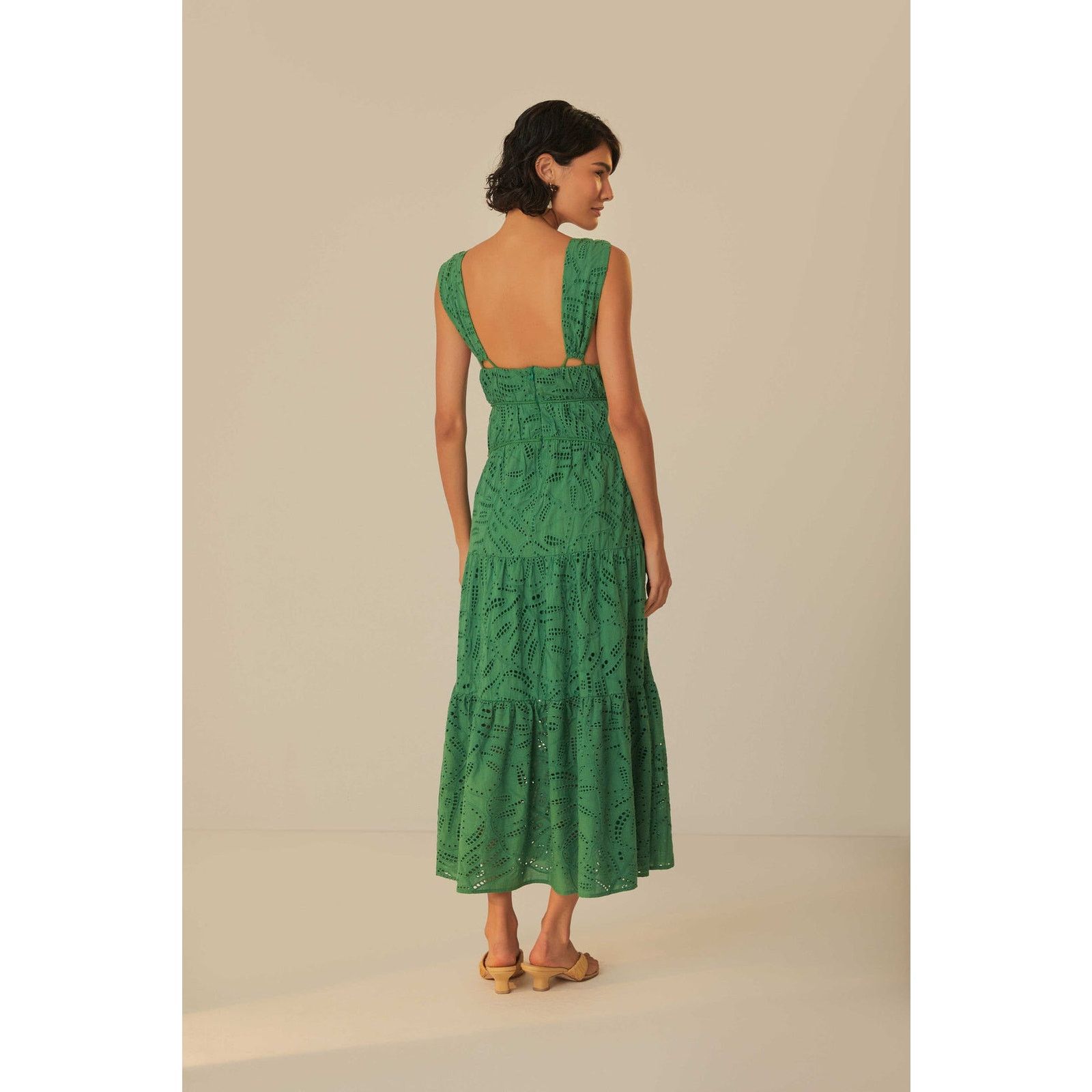Farm Rio NWT FARM RIO Green Monstera Corset Eyelet Maxi Dress Sz M Size M / US 6-8 / IT 42-44 - 3 Thumbnail