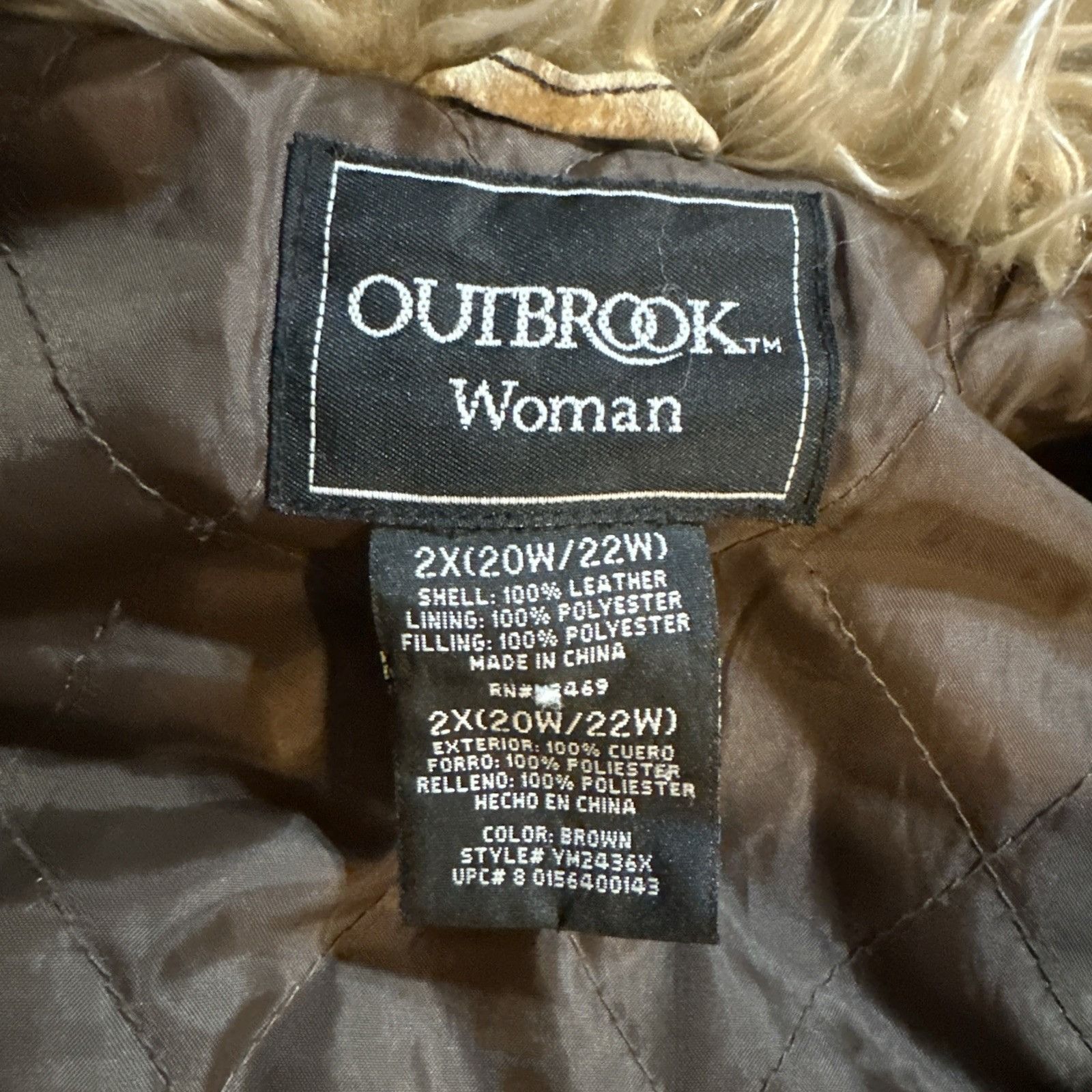 Other Outbrook Women's Leather Faux Fur Patchwork Brown 2X Jacket Size XXL / US 16-18 / IT 52-54 - 3 Thumbnail