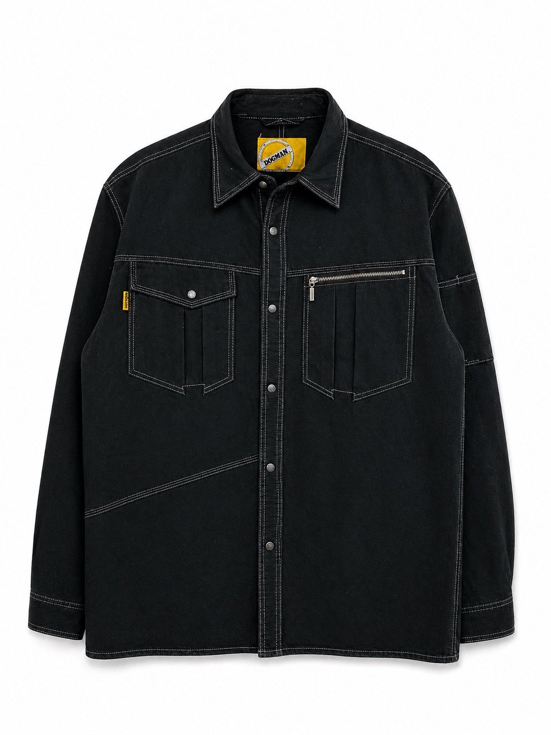 Japanese Brand Vintage DOGMAN Workwear Shirt Jacket Black Contrast Stitch Size US L / EU 52-54 / 3 - 1 Thumbnail