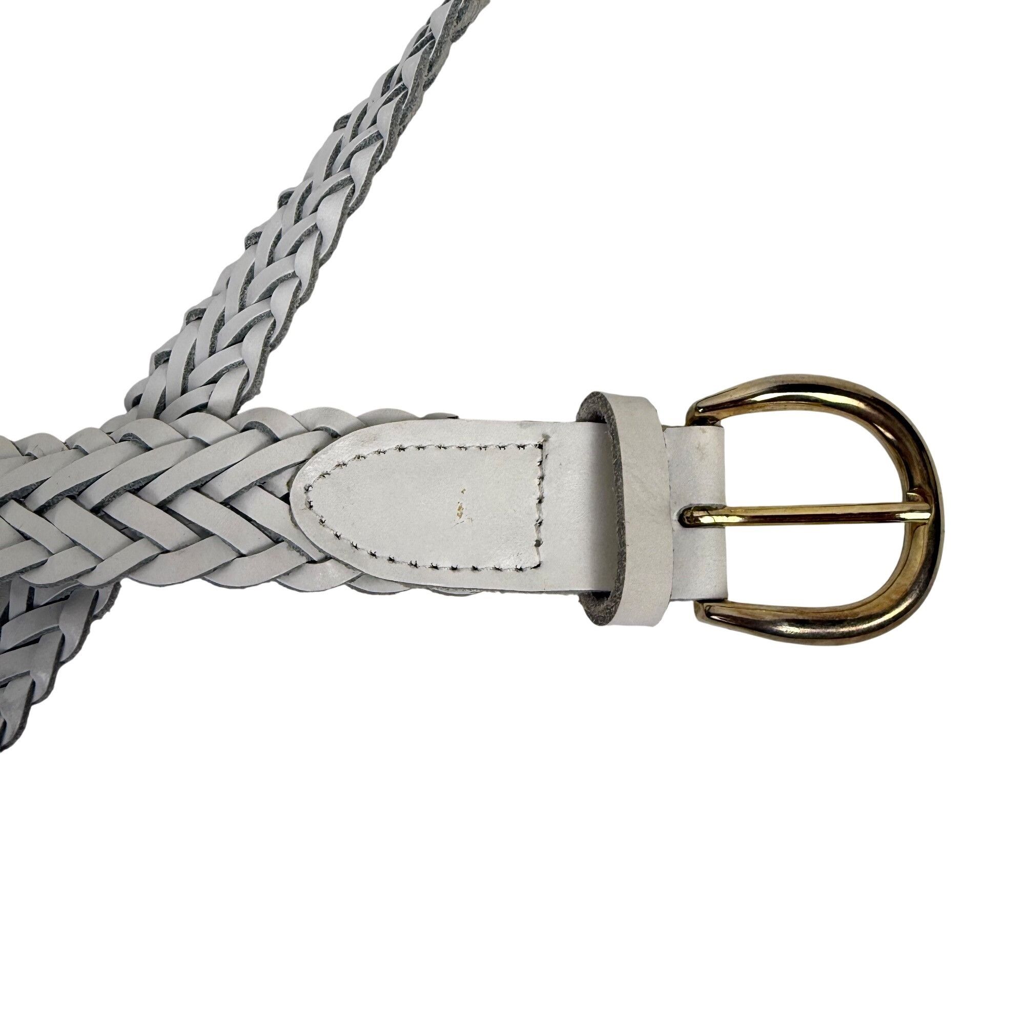 Other Vintage 90s White Leather Braided Women’s Belt with Gold Har Size ONE SIZE - 2 Thumbnail