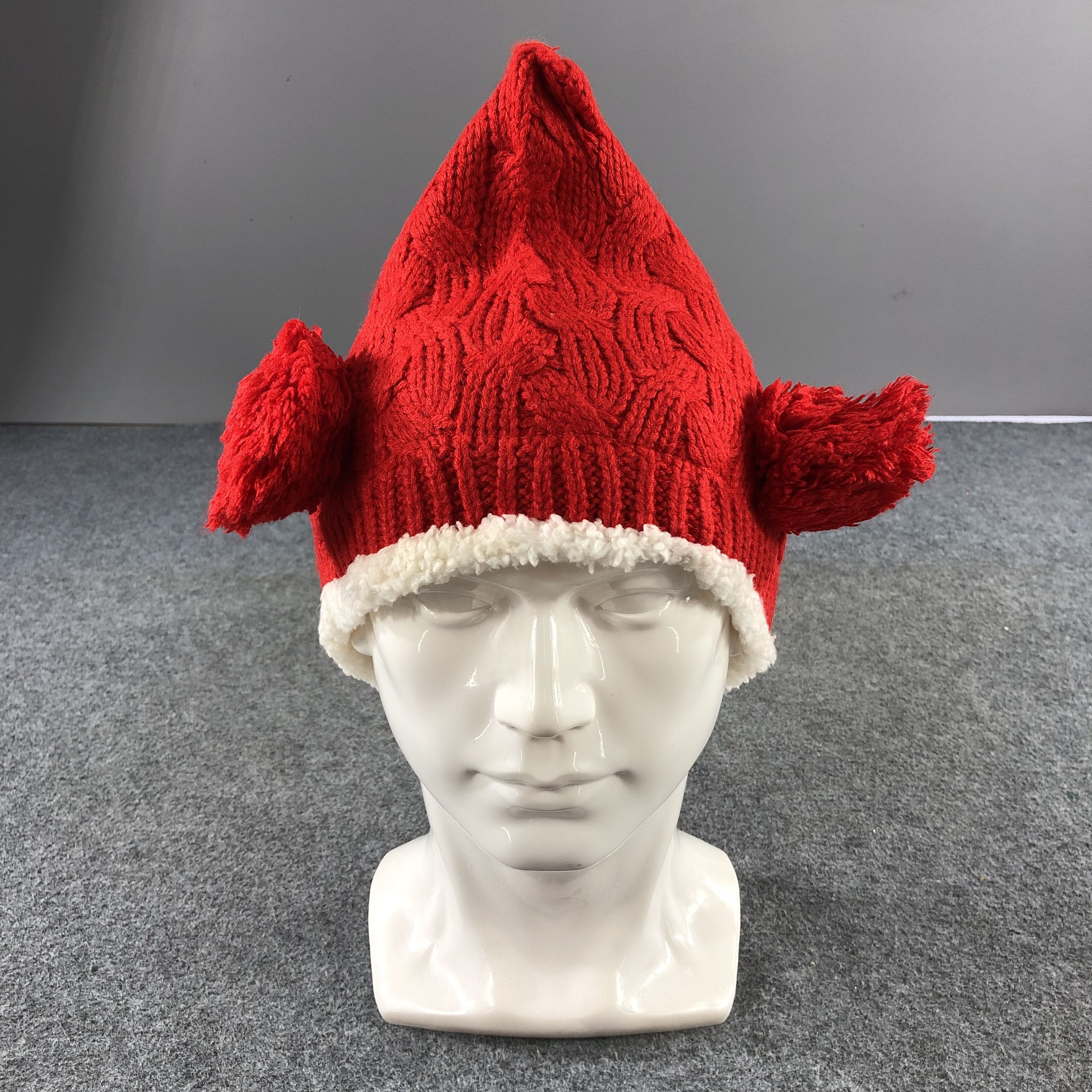 Vintage Kawaii Devil Ears Horned Red Beanie Snowcap Snow Hat B489 Size ONE SIZE - 1 Thumbnail