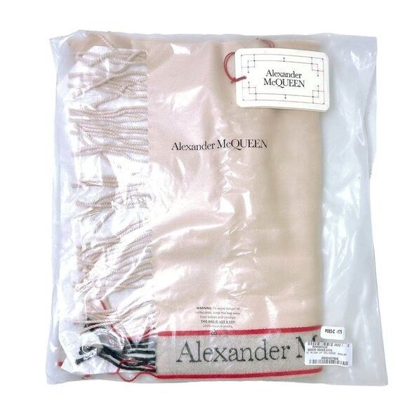 Alexander McQueen Alexander McQueen Womens Logo Pink Wool Cashmere Fringe Trim Size ONE SIZE - 3 Thumbnail
