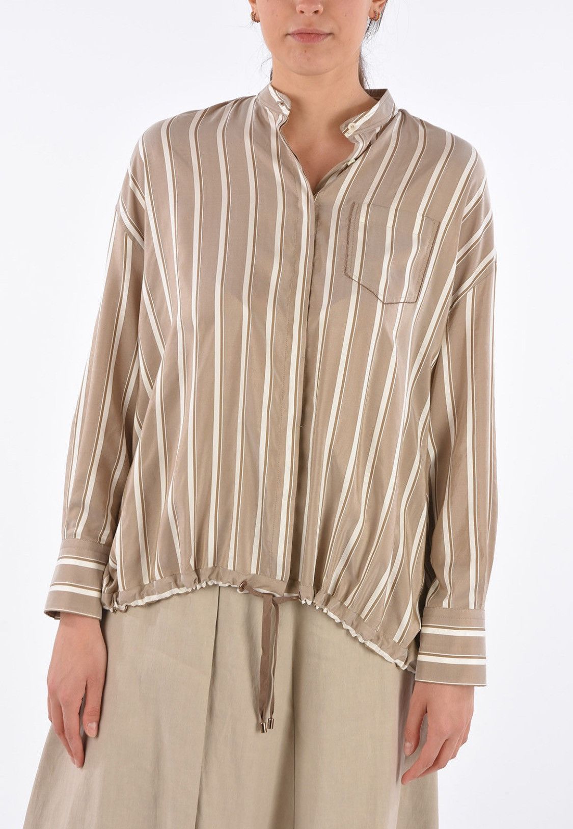 image of Brunello Cucinelli Silk Blouse in Mix, Women's (Size Medium)