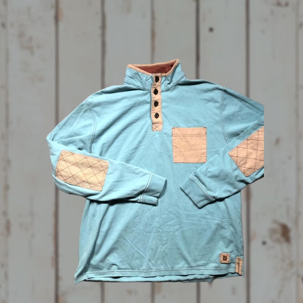 The Territory Ahead Territory Ahead Shirt Mens XL Blue Mock Neck Quilted Elbow Patch Pullover Size US XL / EU 56 / 4 - 1 Thumbnail