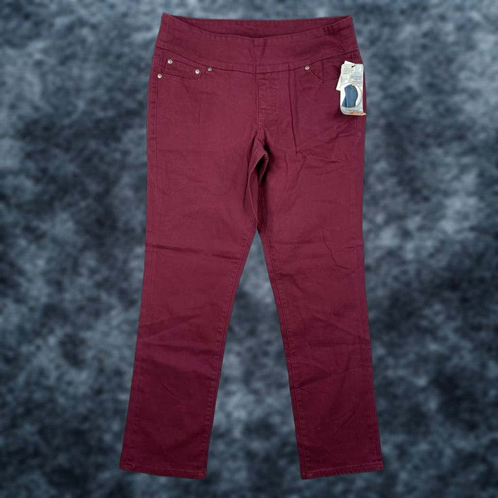 AG Jeans VINTAGE Jag Jeans Womens 16 Burgundy Slim Leg Pull On Stretch Pants Hi Rise Elastic NWT Size 24" / US 00 / IT 34 - 1 Thumbnail