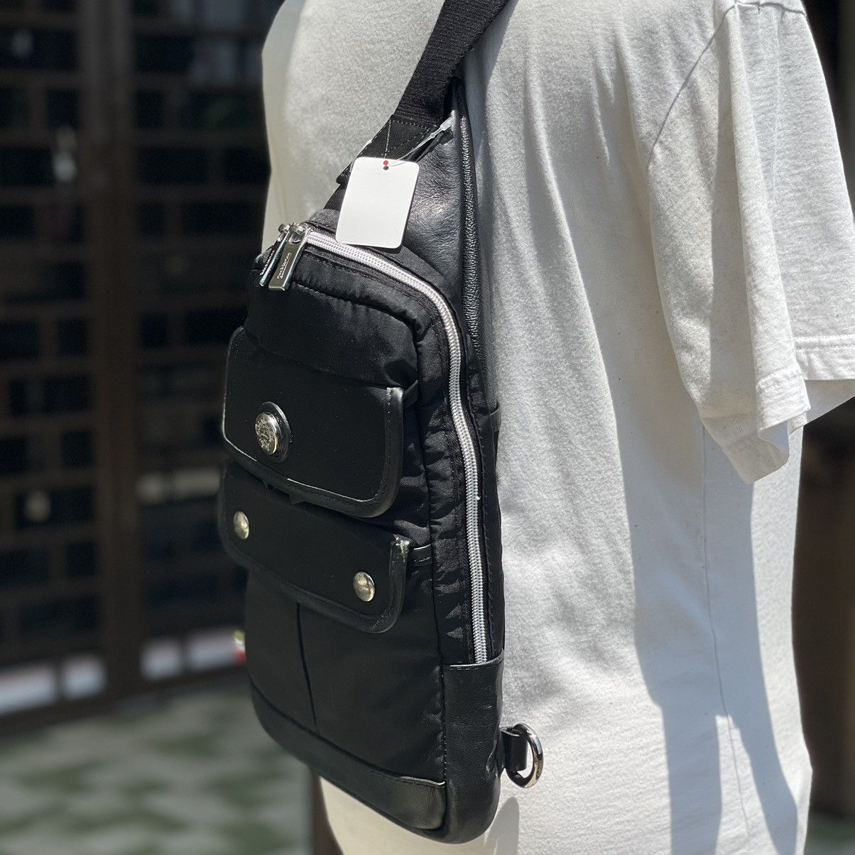 Leather × Orobianco Orobianco Nylon Trim by Leather Crossbody Made in Italy Size ONE SIZE - 3 Thumbnail
